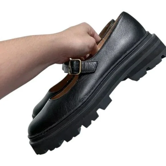 Madewell mary jane shoes size 8.5 Freya platform lug sole black leather - Picture 3 of 8